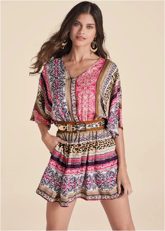 Printed mini dresses for a casual day outSand Storm Stripe Mini Dress  - Pink Multi