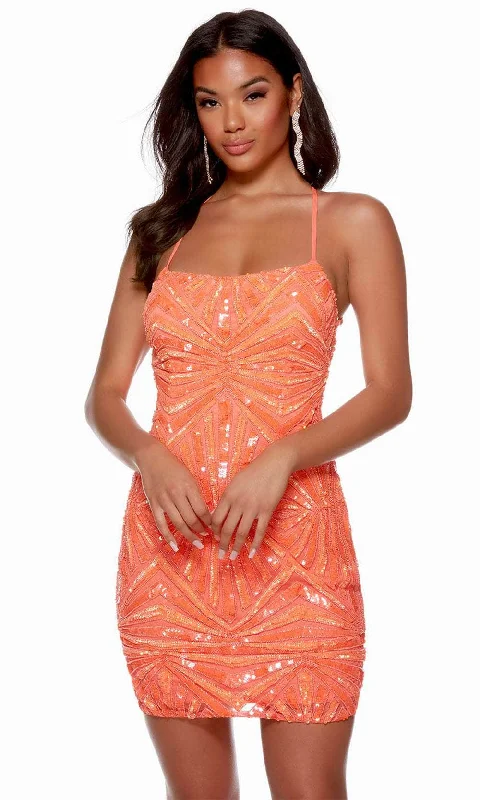 Ribbed - texture cocktail dresses with a cap - sleeve designAlyce Paris 4658 - Scoop Fitted Cocktail Dress
