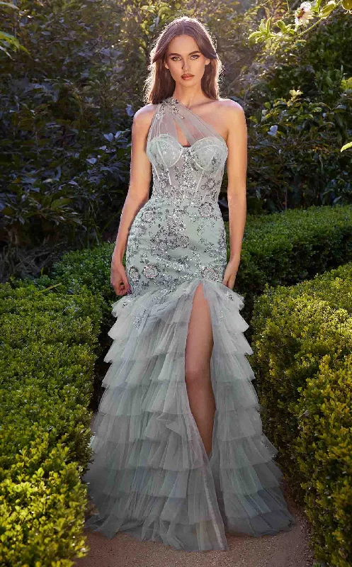 Formal dresses with high - low hems and floral embroidery for a unique prom styleAndrea and Leo A1260CL Dress
