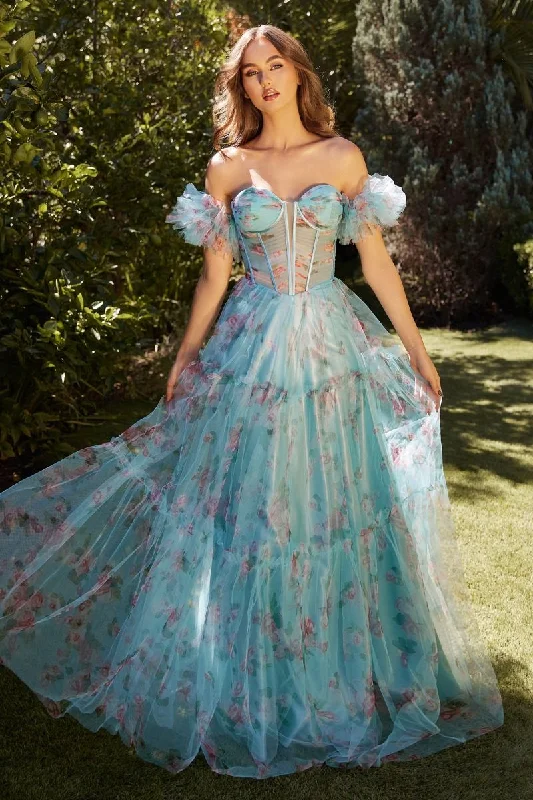 Maxi dresses with off - the - shoulder styles for a romantic and breezy look Maxi dresses with off - the - shoulder styles for a romantic and breezy look Andrea & Leo A1285 Floral Print Long Formal Prom Pleated Dress