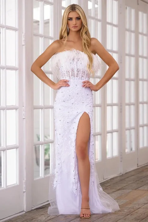 Maxi dresses with a belted empire waist for a more defined and flattering silhouette Maxi dresses with a belted empire waist for a more defined and flattering silhouette Ava Presley 39231 Long Fitted Feather Prom Gown