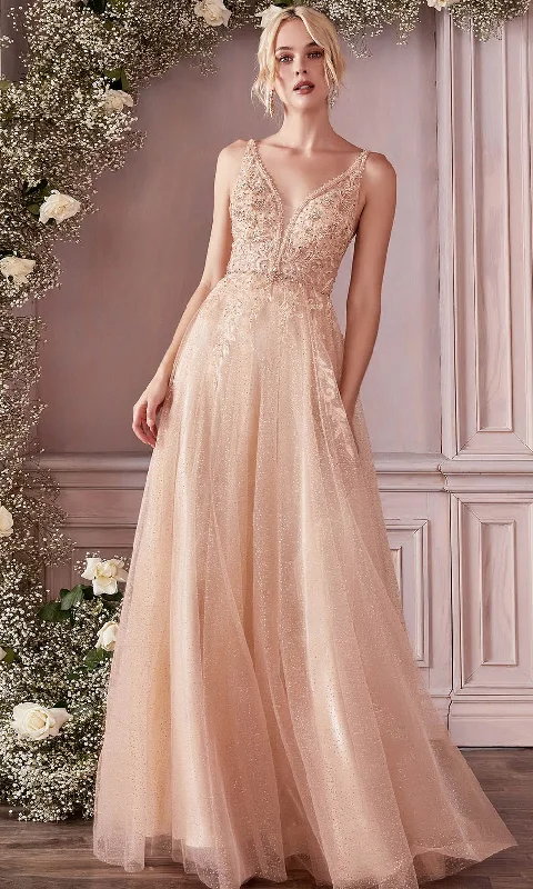 Formal dresses with tiered lace skirts and off - the - shoulder necklines for a feminine and elegant formal appearanceCinderella Divine CD0196 - Sleeveless V-neck Long Gown Formal dresses with tiered lace skirts and off - the - shoulder necklines for a feminine and elegant formal appearanceCinderella Divine CD0196 - Sleeveless V-neck Long Gown