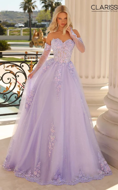 Prom dresses with ruched bodices and organza sleeves for a romantic lookClarisse 810792 Dress