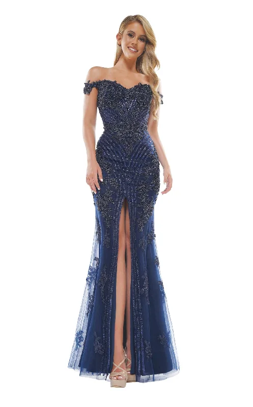 Formal dresses with tiered lace skirts and off - the - shoulder necklines for a feminine and elegant formal appearanceColors Dress J131CL Dress