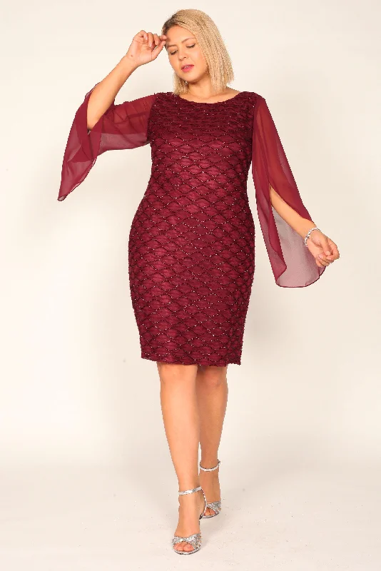 Sheer cocktail dresses with a lining and a short hemConnected Apparel Short Formal Cocktail Dress