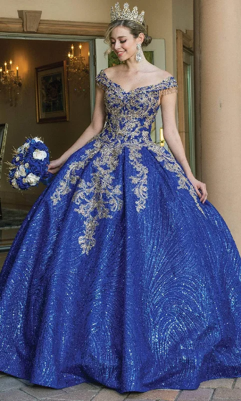 Formal dresses with ruffled skirts and bow accents for a charming prom appearanceDancing Queen 1636 - Cap Sleeve Embroidered Ballgown