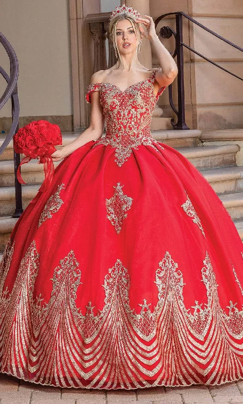 Prom dresses with lace - trimmed hems and off - the - shoulder necklines for a delicate lookDancing Queen 1681 - Embroidered Off Shoulder Ballgown Prom dresses with lace - trimmed hems and off - the - shoulder necklines for a delicate lookDancing Queen 1681 - Embroidered Off Shoulder Ballgown
