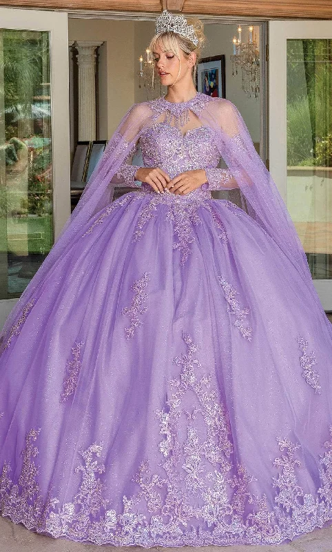 Prom dresses with tiered ruffled sleeves and satin skirts for a feminine and voluminous lookDancing Queen 1691 - Sweetheart Detachable Cape Ballgown Prom dresses with tiered ruffled sleeves and satin skirts for a feminine and voluminous lookDancing Queen 1691 - Sweetheart Detachable Cape Ballgown