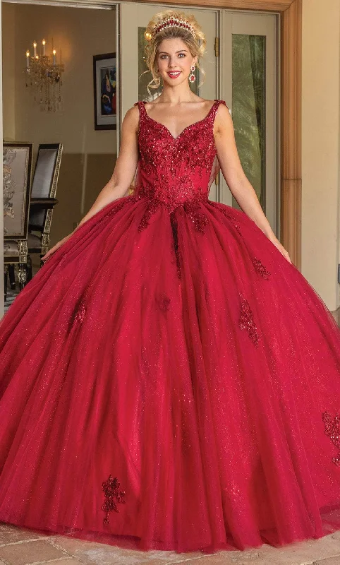 Formal dresses with tiered lace skirts and off - the - shoulder necklines for a feminine and elegant formal appearanceDancing Queen 1767 - Sleeveless Beaded Ballgown With Cape