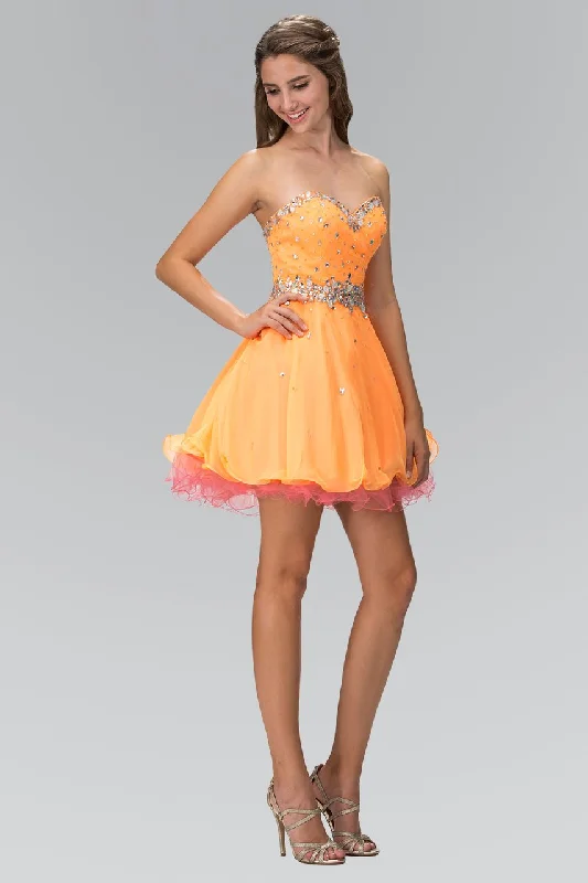 Cocktail dresses with a pleated skirt and a square necklineElizabeth K - GS1108 Bejeweled Sweetheart Neck Affordable Prom Dress