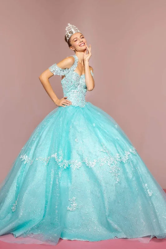 Formal dresses with abstract print panels and rhinestone embellishments for a unique formal eventElizabeth K - GL2602 Embroidered Halter Ballgown Formal dresses with abstract print panels and rhinestone embellishments for a unique formal eventElizabeth K - GL2602 Embroidered Halter Ballgown