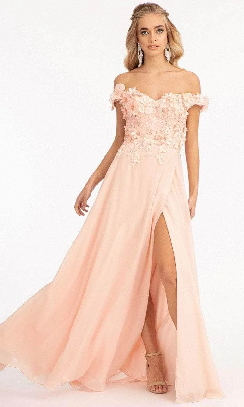 Prom dresses with pom - pom - decorated hems and cotton - blend fabrics for a playful and comfortable formal styleElizabeth K GL3018 - Floral Embellished A-Line Evening Dress