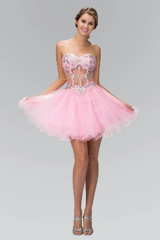 Mini cocktail dresses with a glittery finish for a party - ready styleElizabeth K - GS1106 Sequin Embellished Affordable Prom Dress