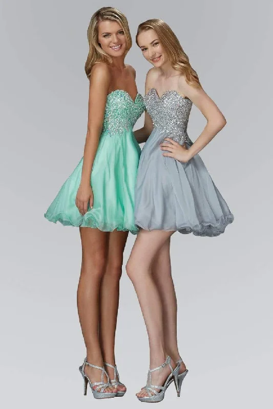 Metallic cocktail dresses with a halter neck for a glamorous occasionElizabeth K - GS2088 Strapless Embellished Sweetheart Dress