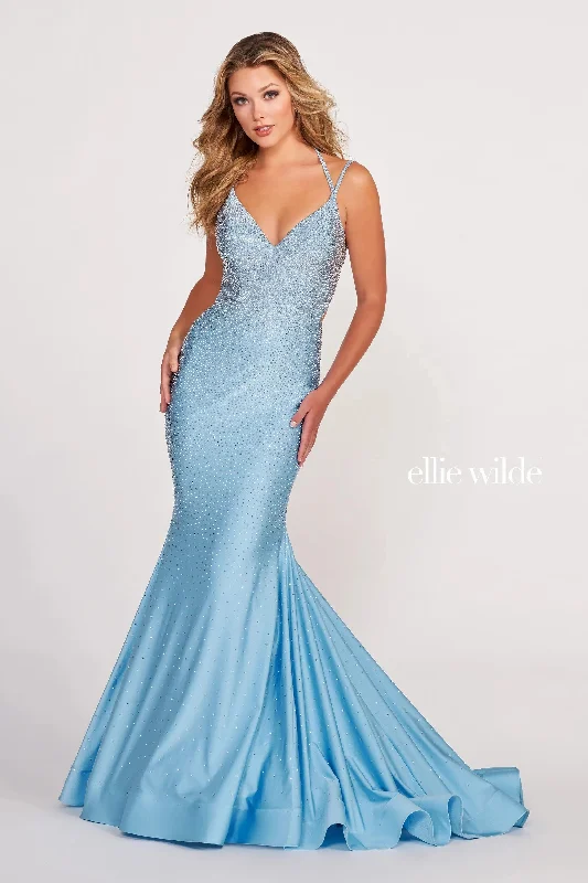 Denim maxi dresses with frayed hems for a casual look Denim maxi dresses with frayed hems for a casual look Ellie Wilde EW122001 Light Blue/Silver Sale