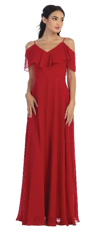 Maxi dresses with a ruffled neckline for a charming look Maxi dresses with a ruffled neckline for a charming look Eva Fashion EV3263 Burgundy 5XL Sale