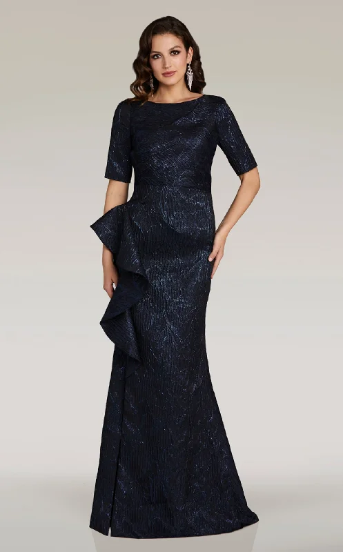 Prom dresses with tiered ruffled sleeves and satin skirts for a feminine and voluminous lookFeriani 18355 Dress
