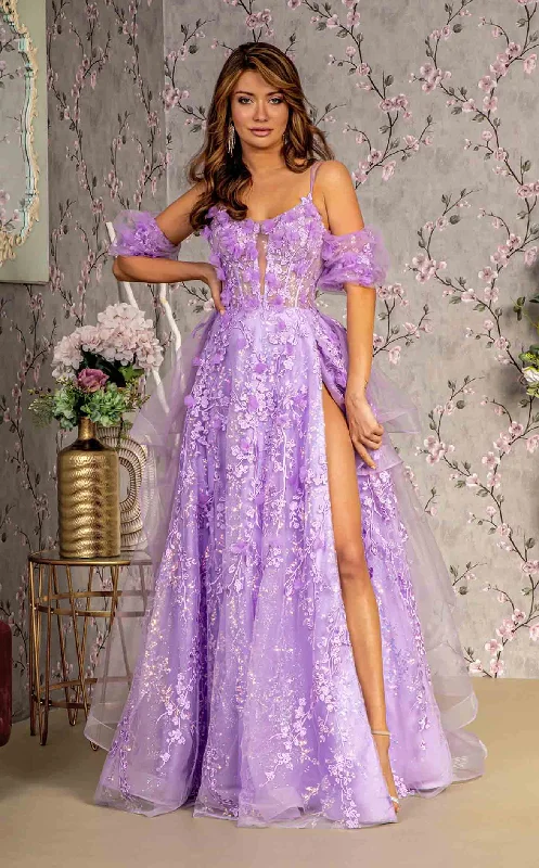 Formal dresses with one - shoulder ruffled straps and sequined bodices for a trendy and eye - catching lookGLS by Gloria GL3358 Dress