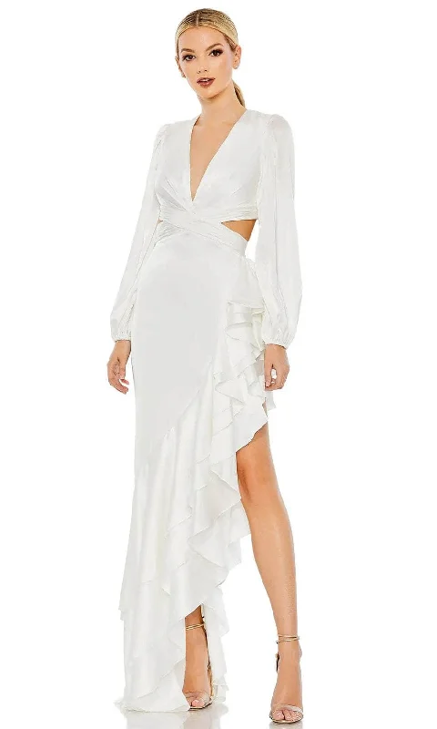 Formal dresses with gathered bodices and wide - leg skirts for a comfortable and stylish silhouetteIeena Duggal 49524 - Bishop Sleeve Cutout Prom Gown