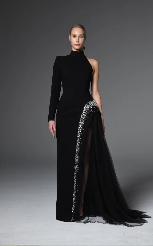 Formal dresses with high - low hems and floral embroidery for a unique prom styleJean Louis Sabaji 6001112 Dress