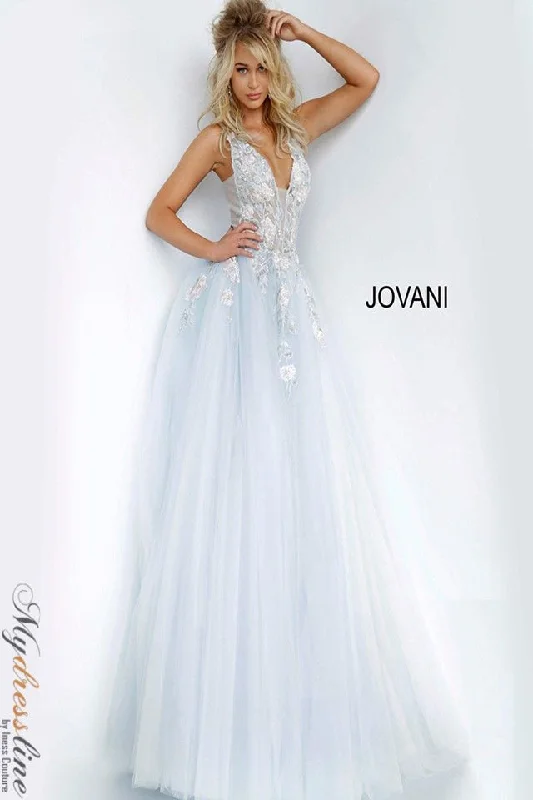 Prom dresses with lace - trimmed sleeves and empire - style waists for a flattering and vintage - inspired formal affairJovani 11092 Prom dresses with lace - trimmed sleeves and empire - style waists for a flattering and vintage - inspired formal affairJovani 11092