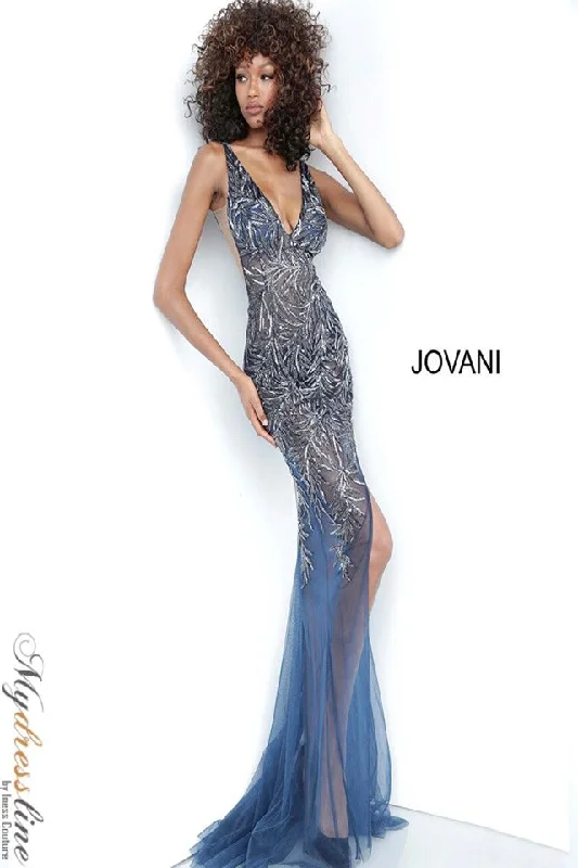 Prom dresses with side - slit skirts and beaded fringes for a glamorous appearanceJovani 1863 Prom dresses with side - slit skirts and beaded fringes for a glamorous appearanceJovani 1863