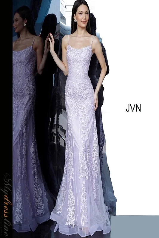 Prom dresses with one - shoulder designs and feather accents for a bold statementJovani JVN02012