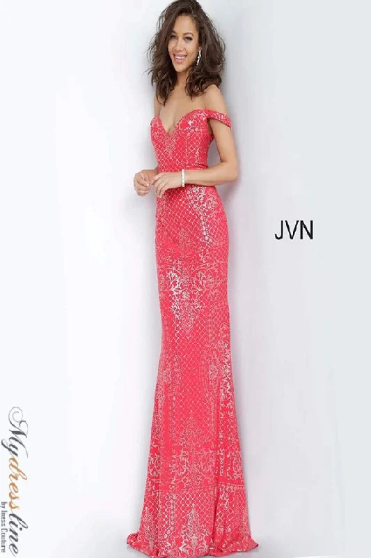 Long - train formal dresses in chiffon for a dramatic prom entranceJovani JVN60139
