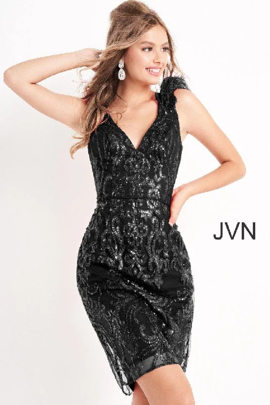Ribbed - texture cocktail dresses with a cap - sleeve designJovani 04760 Short Sleeveless Formal Cocktail Dress