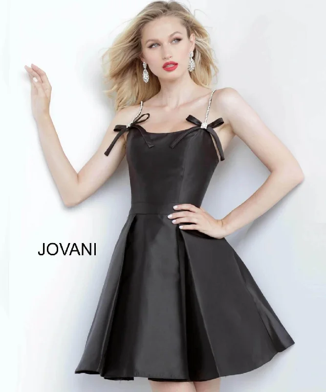 Ruffled cocktail dresses with a knee - length hem for a feminine appealJovani 00198 Short Spaghetti Strap Cocktail Dress