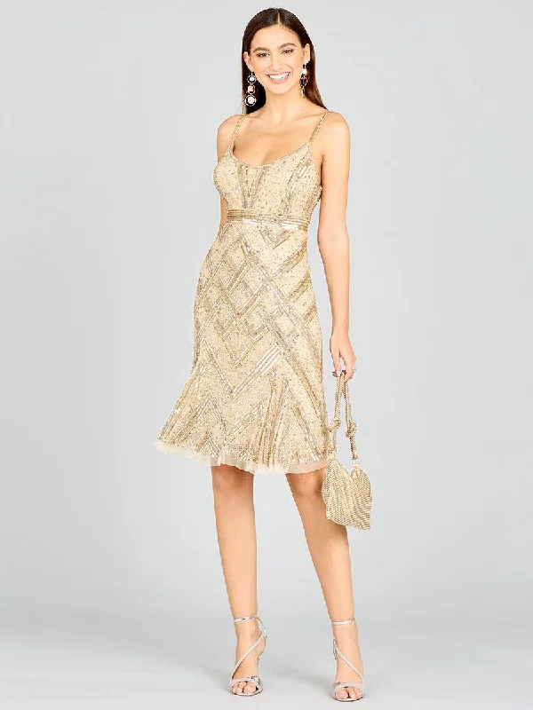 Cocktail dresses with a velvet - trimmed collar and a short skirtLara Dresses 29218 Spaghetti Strap Sequin Cocktail Dress