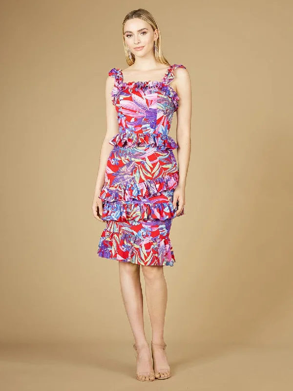 A - line cocktail dresses with floral embroidery for spring partiesLara Dresses 29267 Sleeveless Printed Cocktail Dress