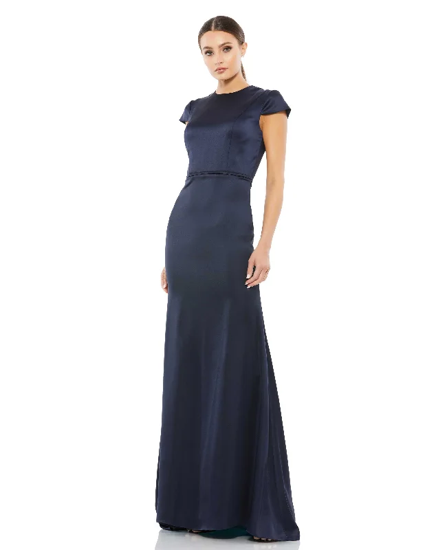 Satin maxi dresses with a high - low hem for a modern twist Satin maxi dresses with a high - low hem for a modern twist Mac Duggal 26648 Long Formal Fitted Evening Dress