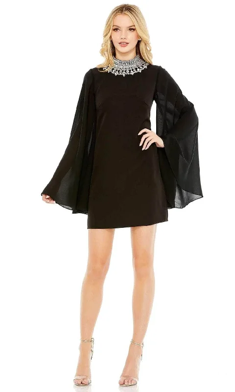 Cocktail dresses with an abstract print and a high - low hemlineMac Duggal 49607 - Kimono Sleeve Sheath Cocktail Dress