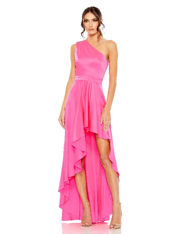 Cocktail dresses with a tiered skirt and a bow at the waistMac Duggal 49668 High Low Formal Prom Dress