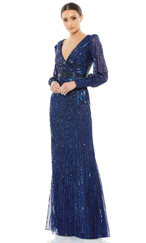 Formal dresses with high - low hems and floral embroidery for a unique prom styleMac Duggal 5501 - Long Sleeve Sequin Evening Gown