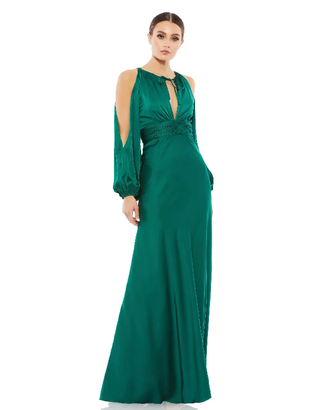 Denim maxi dresses with frayed hems for a casual look Denim maxi dresses with frayed hems for a casual look Mac Duggal 55397 Long Sleeve Formal Evening Dress