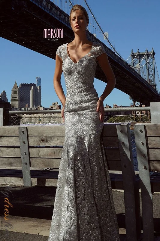 Long - train formal dresses in chiffon for a dramatic prom entranceMarsoni M212
