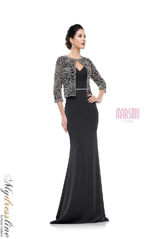 Formal dresses with off - the - shoulder sleeves and rhinestone accents for a sophisticated promMarsoni MV1001