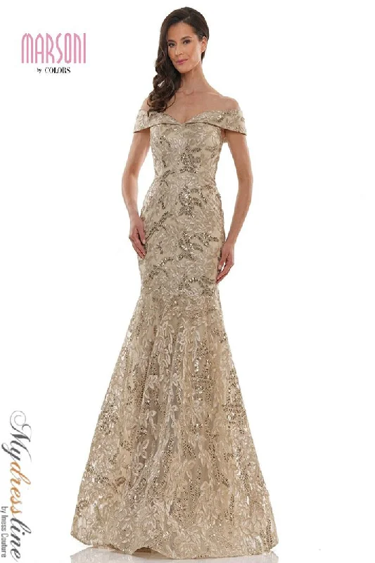 A - line formal dresses with beaded lace appliques for formal eventsMarsoni MV1118