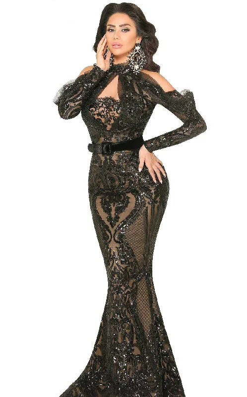 Formal dresses with asymmetric ruffled hems and high - low designs for a fashion - forward and dynamic appearanceMNM Couture 2514 Dress