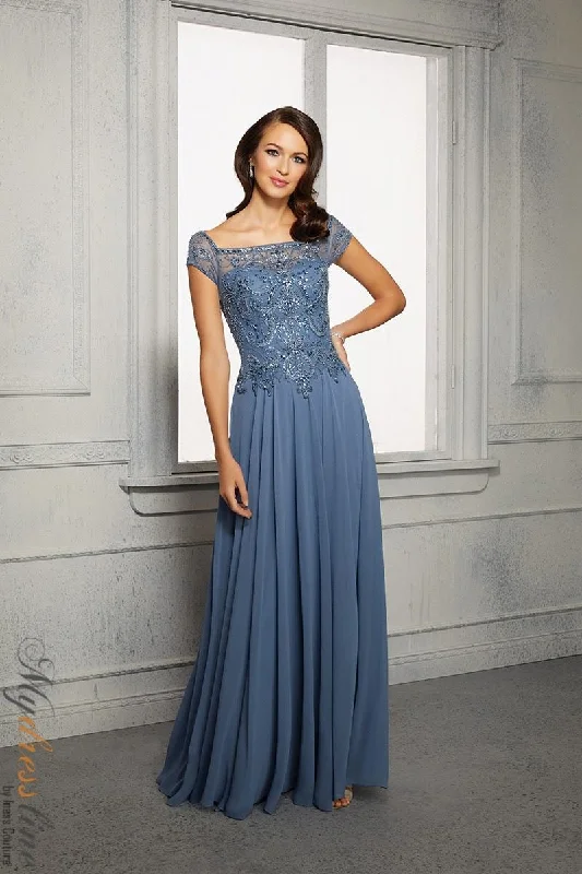 Prom dresses with side - slit skirts and beaded fringes for a glamorous appearanceMorilee 72419