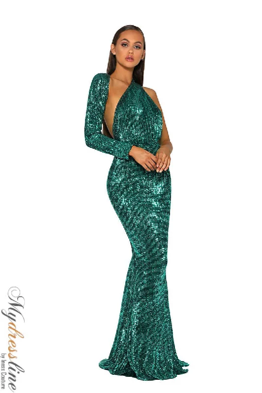 Formal dresses with off - the - shoulder sleeves and rhinestone accents for a sophisticated promPortia & Scarlett PS2045 Formal dresses with off - the - shoulder sleeves and rhinestone accents for a sophisticated promPortia & Scarlett PS2045