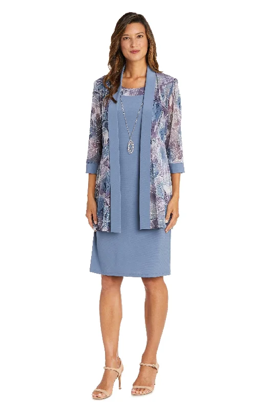 Mini cocktail dresses with a ruffled hem and a solid colorR&M Richards 9323 Short Mother of the Bride Jacket Dress Sale