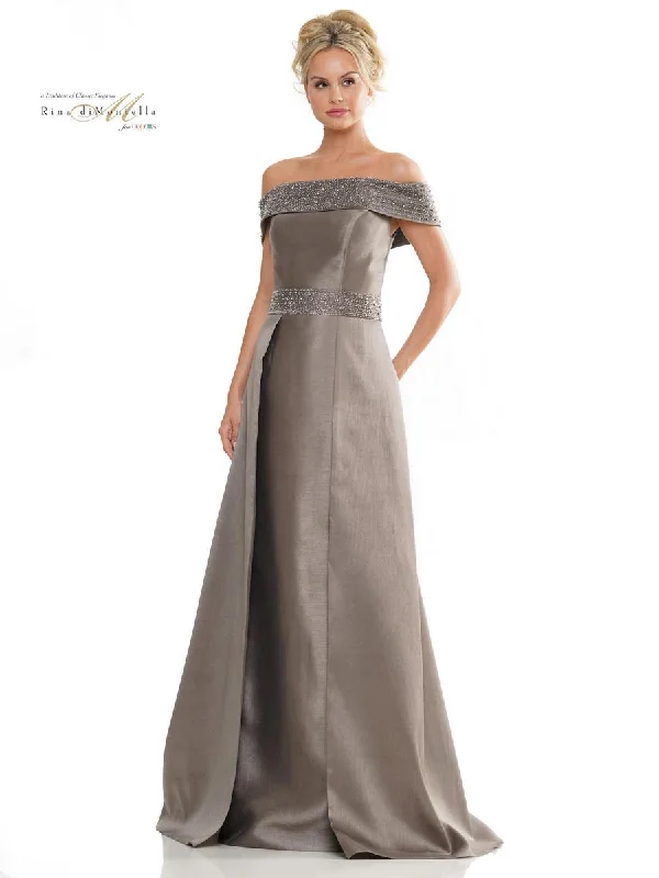 Printed maxi dresses with abstract patterns for an artistic look Printed maxi dresses with abstract patterns for an artistic look Rina di Montella RD2979 Overskirt A Line Long Formal Gown