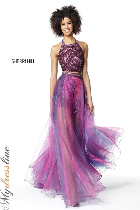 Prom dresses with pom - pom - decorated hems and cotton - blend fabrics for a playful and comfortable formal styleSherri Hill 51369 Prom dresses with pom - pom - decorated hems and cotton - blend fabrics for a playful and comfortable formal styleSherri Hill 51369