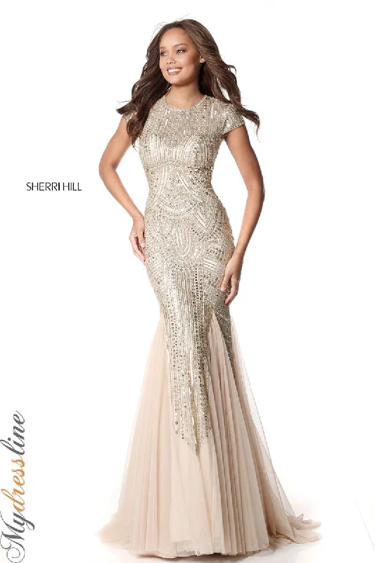Formal dresses with pleated bodices and taffeta fabric for a traditional lookSherri Hill 51426 Formal dresses with pleated bodices and taffeta fabric for a traditional lookSherri Hill 51426