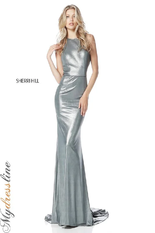 Tea - length formal dresses with lace trim for a semi - formal promSherri Hill 51428 Tea - length formal dresses with lace trim for a semi - formal promSherri Hill 51428
