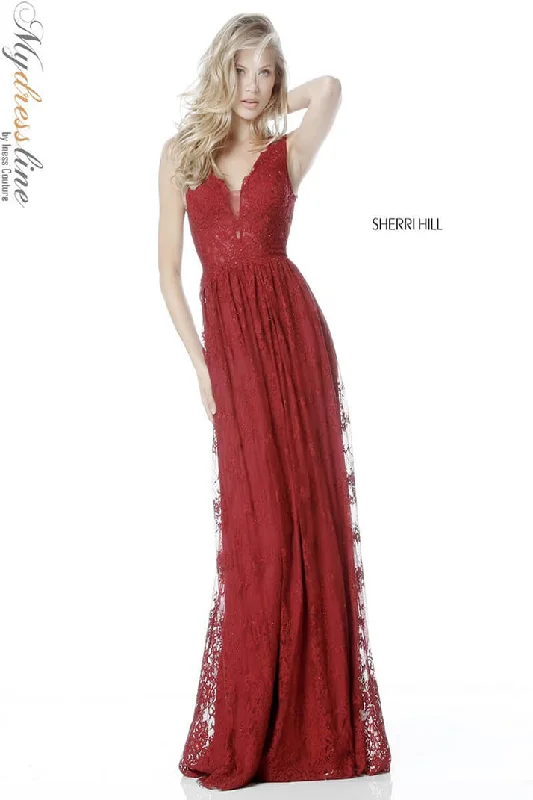 Prom dresses with metallic - colored fabrics and beaded embroidery for a glamorous promSherri Hill 51562