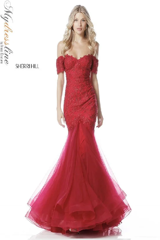 Prom dresses with pom - pom - decorated hems and cotton - blend fabrics for a playful and comfortable formal styleSherri Hill 51565